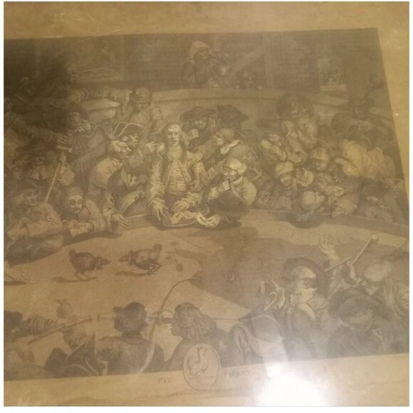 Antique Framed Print “Pit Ticket” by W.M. Hogarth – Vintage Artwork - Picture 2 of 4